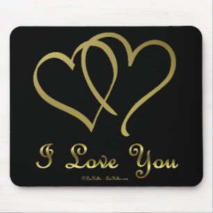 Verschlungene goldene Herzen Ich liebe Dich Mousepad