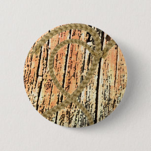 Verschlungene Herzen Liebesseil Herz Holz hölzern Button