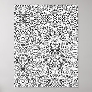 Verschlungene Rollwerk-Symmetrie-Färbeseite Kunst Poster