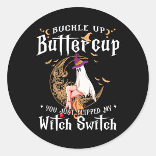 Verschluss-Halloween-Buttertasse, mit der du gerad Runder Aufkleber