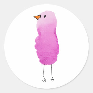 Verschmitzter rosa Wasserfarben-Vogel-Aufkleber Runder Aufkleber