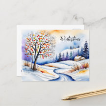 Verschneite Landschaft - Haus am Waldrand |