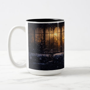 Verschneites Schwarzes Gewächshaus-Tasse Beruhig Zweifarbige Tasse