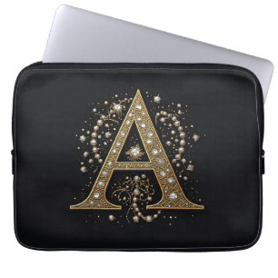 Verschnörkelter goldener Buchstabe A Luxus-Monogra Laptopschutzhülle
