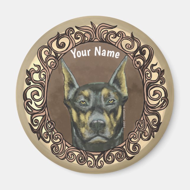 Verschönerter Dobermann  Magnet (Vorne)