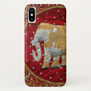 Verschönertes indischer Elefant-Rot und Gold Case-Mate iPhone Hülle