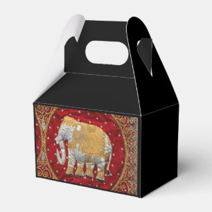 Verschönertes indischer Elefant-Rot und Gold Geschenkschachtel
