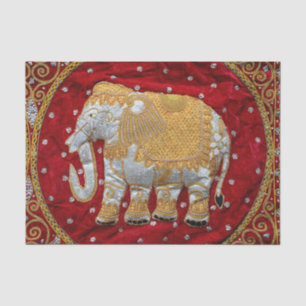 Verschönertes indischer Elefant-Rot und Gold Seidenpapier