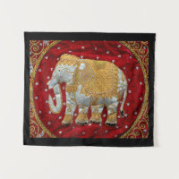 Verschönertes indischer Elefant-Rot und Gold