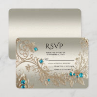 Verschönerung der Gold Blue Stones RSVP Karte