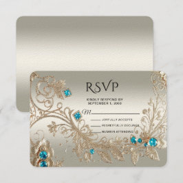 Verschönerung der Gold Blue Stones RSVP Karte
