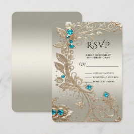 Verschönerung der Gold Blue Stones RSVP Karte