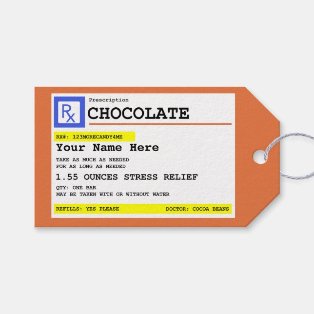 Verschreibung Schokolade Personalisiert Geschenkanhänger (Vorderseite (Horizontal))