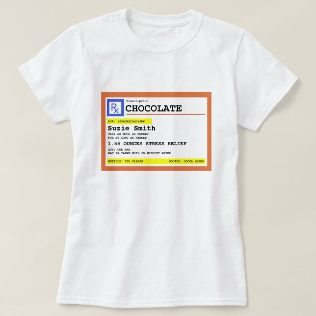 Verschreibung Schokolade Personalisiert T-Shirt (Design vorne)