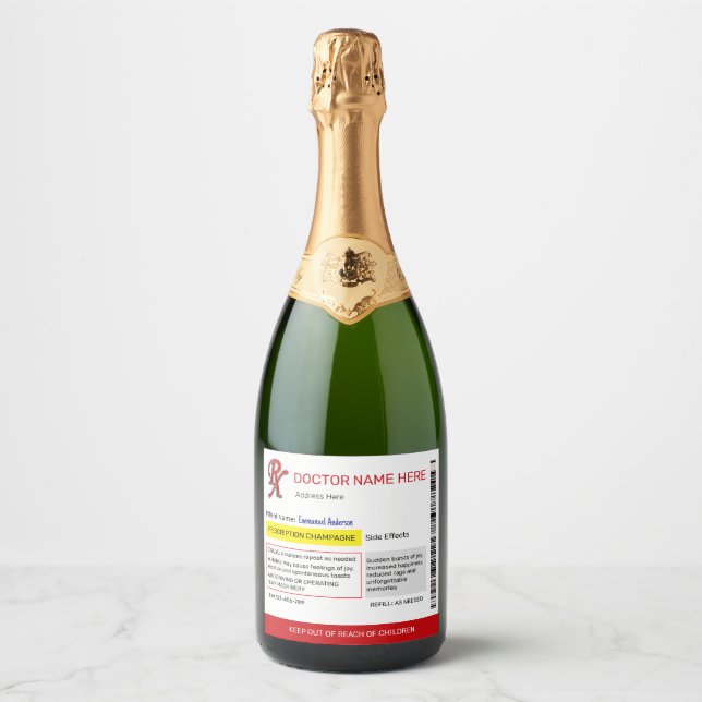 Verschreibungspflichtiges Champagnerlabel (Vorderseite)