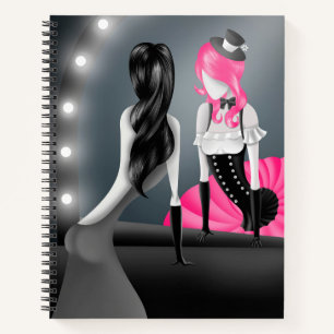 Verschrobene Ballerina & Tänzer Spiegelung Pink Notizbuch