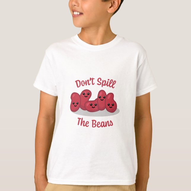 Verschütte die Bohnen nicht! Niedlicher Bean-Carto T-Shirt (Vorderseite)