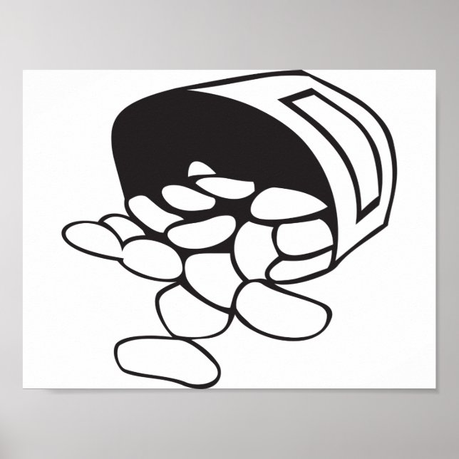 Verschüttete Bohnen aus einem Beutel Poster (Vorne)