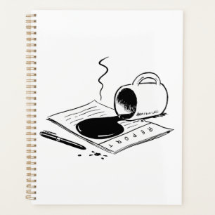 Verschütteter Kaffee auf Bericht Lustiger Bürounfa Planer