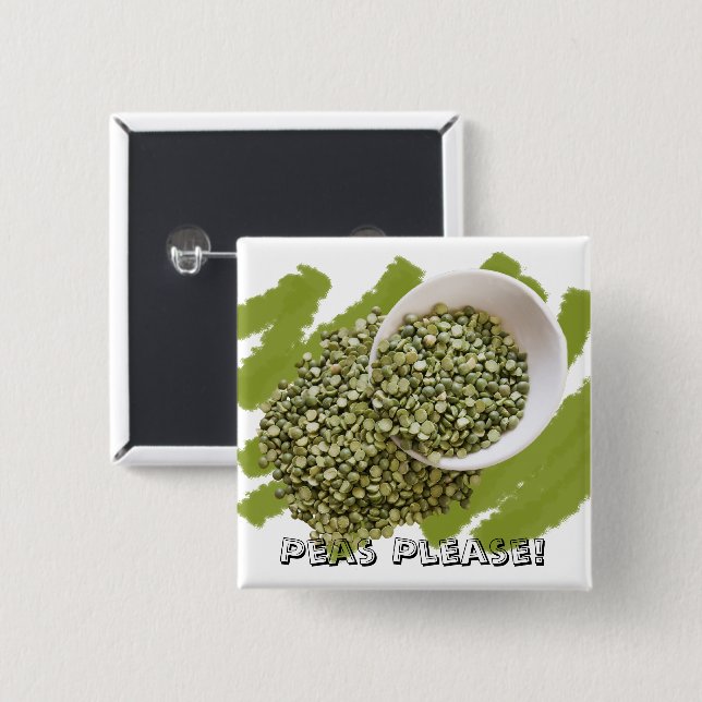 Verschüttetes Green Peas Food-Foto Button (Vorne & Hinten)