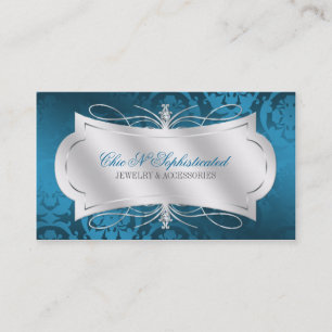 Verschwenderischer blauer Diamant-Damast-Strudel Visitenkarte