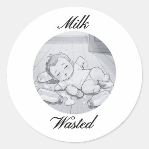 Verschwendete Milch Süße Baby-Cartoon-Illustration Runder Aufkleber