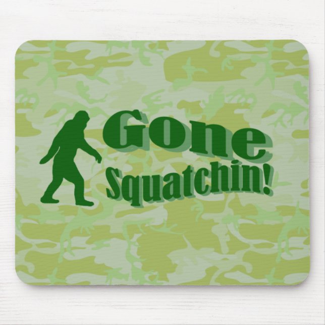 Verschwinden Squatchin-Text auf grüner Tarnung Mousepad (Vorne)