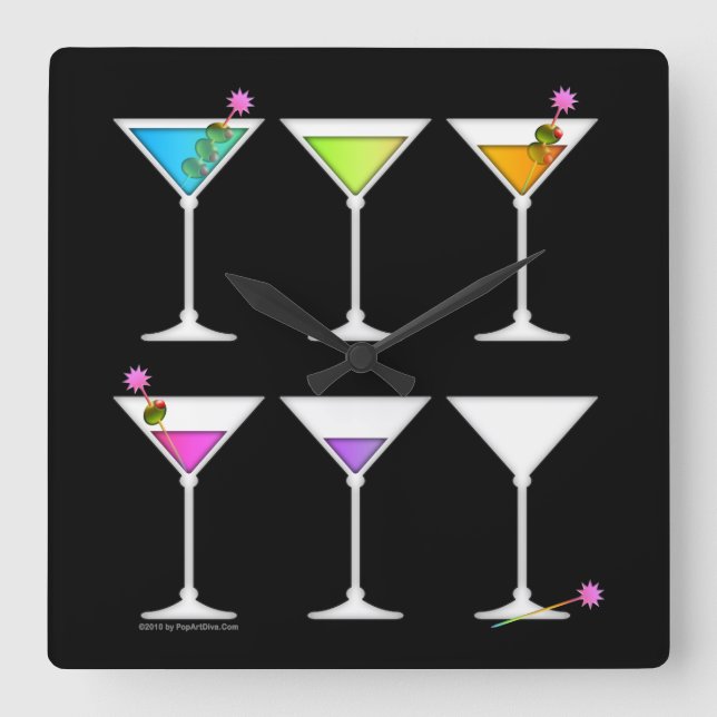 VERSCHWINDENDE MARTINI-WANDEL QUADRATISCHE WANDUHR (Vorderseite)