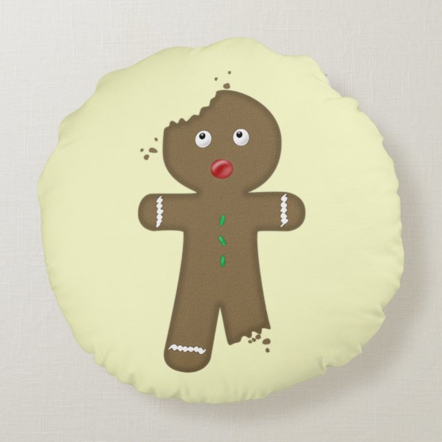 Verschwindener Lebkuchen-Mann Rundes Kissen (Rückseite)