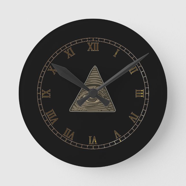 Verschwörung Illuminati Pyramide Auge Runde Wanduhr (Vorderseite)