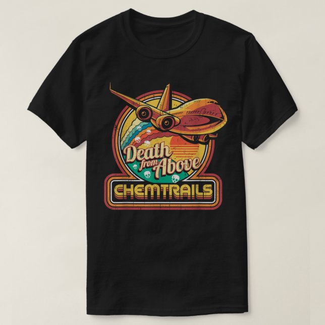 Verschwörungstheorie Chemtrails Jet Flugzeug Skull T-Shirt (Design vorne)