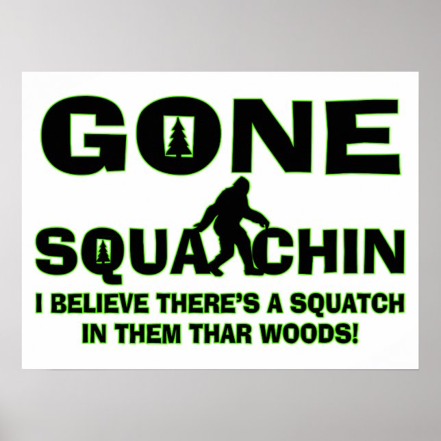 Verschwunden Squatchin Bigfoot in Holz Poster (Vorne)