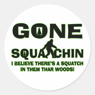 Verschwunden Squatchin Bigfoot in Holz Runder Aufkleber