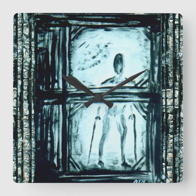 Verschwundener Mensch II Quadratische Wanduhr (Vorderseite)