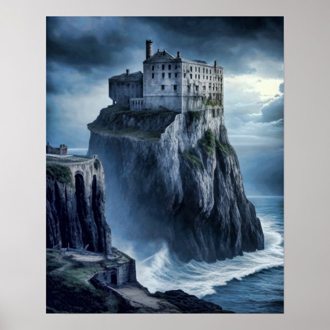Verschwundenes Gefängnis auf Cliff Digital Art Mal Poster (Vorne)
