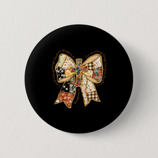 Verse Bible Coquette Christian Jesus Bow Patchwork Button (Vorderseite)