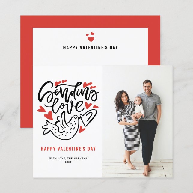 Versenden der Liebe Calligraphy Dove Valentine's D (Vorne/Hinten)