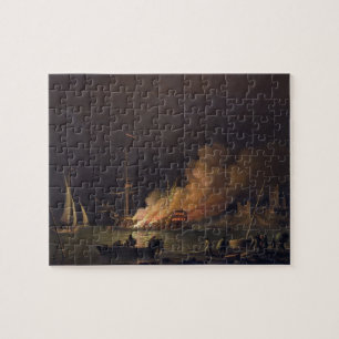 Versenden Sie auf Feuer nachts, c.1756 (Öl auf