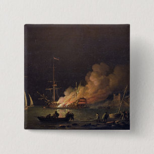 Versenden Sie auf Feuer nachts, c.1756 (Öl auf Button
