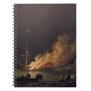 Versenden Sie auf Feuer nachts, c.1756 (Öl auf Notizblock