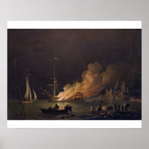 Versenden Sie auf Feuer nachts, c.1756 (Öl auf Poster