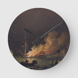 Versenden Sie auf Feuer nachts, c.1756 (Öl auf Runde Wanduhr