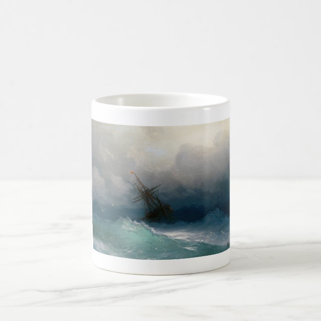 Versenden Sie auf stürmischem Meerblicksturm Kaffeetasse (Mittel)