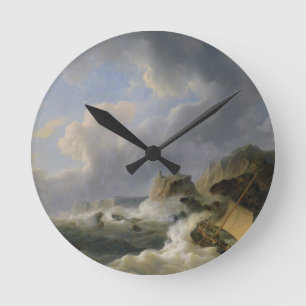 Versenden weg von einer Küstenlinie in einem raue Runde Wanduhr