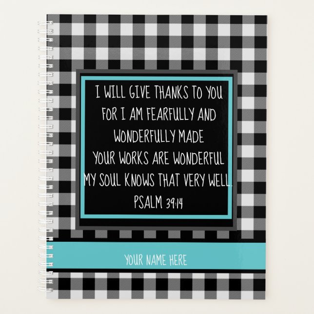 Verset Bible Personnalisé Monogramme Buffalo Plaid (Devant)