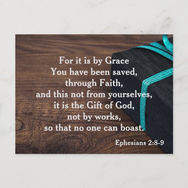 Verset biblique Éphésiens 2:8-9 Par la Grâce Carte (Devant)