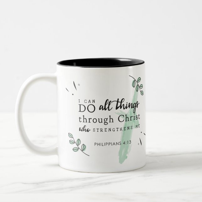 Verset biblique Philippiens 4:13 Mug (Gauche)