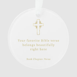 Verset de la Bible en croix d'or minimaliste