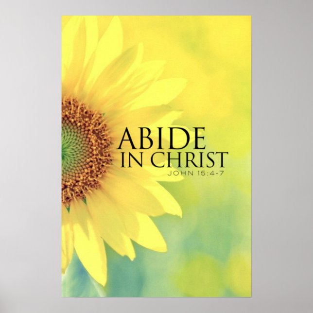 verset de la Bible Fleur Jaune Jean 15:4-7 Poster (Devant)