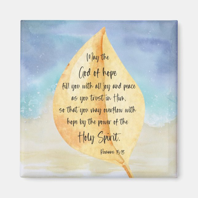 verset de la Bible Romans Jaune Magnet Bleu (Devant)